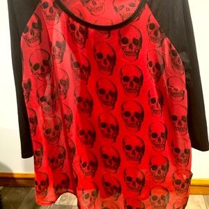 Torrid Skull Raglan to Knit Blouse! Size 1